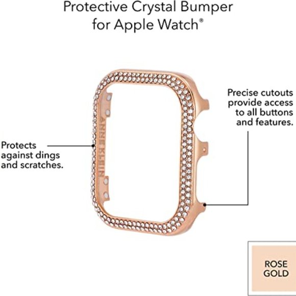 Anne Klein rose gold crystal encrusted protective case for Apple Watch- 44mm - Picture 5 of 6
